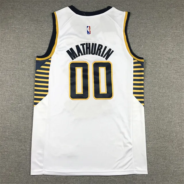 Nike Indiana Pacers #00 白 海军 金 无袖 V领 球衣 3