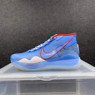 Nike KD नीला लाल हाई-टॉप टेक्सचर्ड मेश बास्केटबॉल जूते