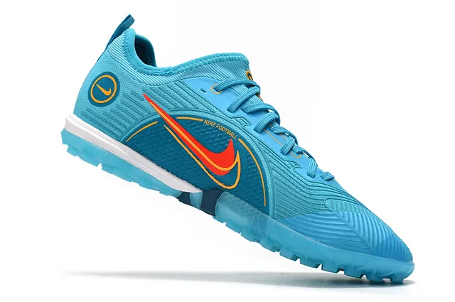 Nike Mercurial Tênis de Futebol com Upper de Knit Azul Laranja Padrão de Ondas Cobertura Sintética para Relva Artificial 23
