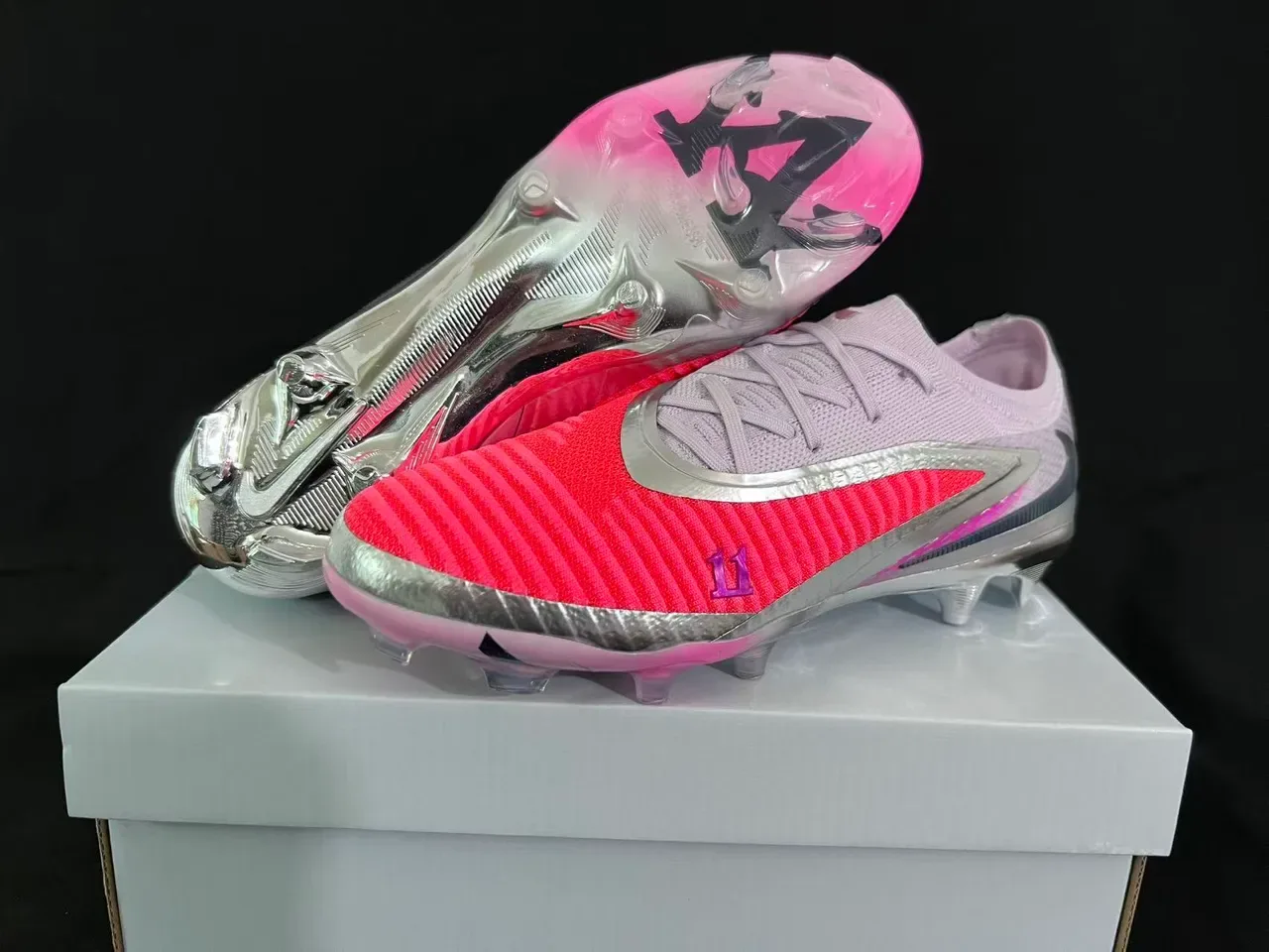 Nike Mercurial Chaussures de Football Rose Coral Argent Firm Ground 15