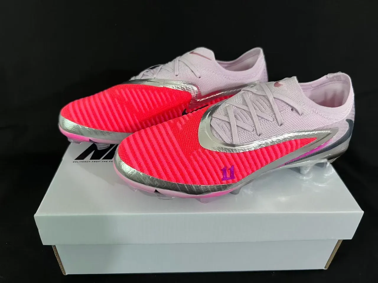 Nike Mercurial Chaussures de Football Rose Coral Argent Firm Ground 17