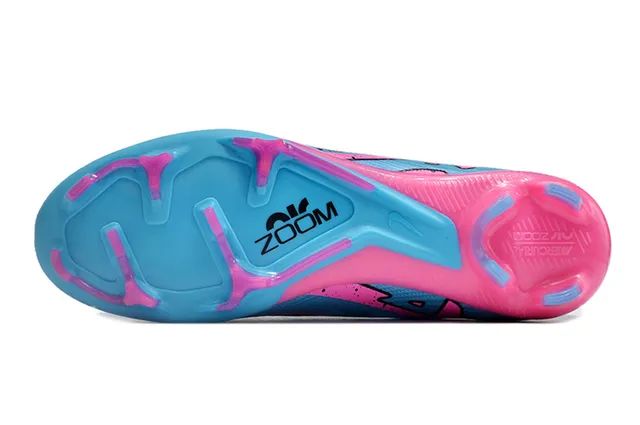 Nike Mercurial Superfly Azul Rosa Botinha Alta Superior Flyknit Construction Campo Firme Sapatos de Fútbol 6