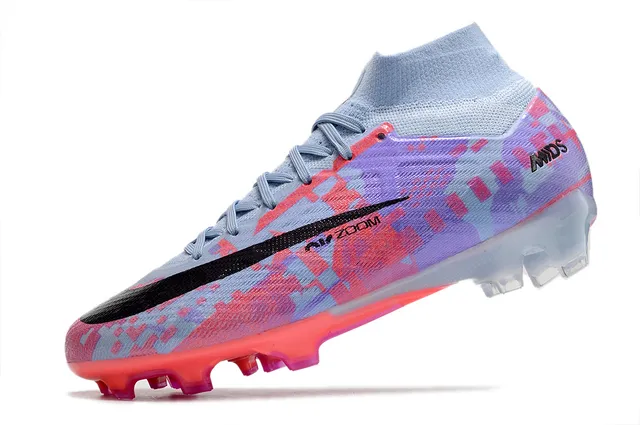 Nike Mercurial Superfly Multicolor Alto Corte Collar Ajuste Calcetín Sistema de Cordones Asimétrico Césped Firme Zapatos de Fútbol 4