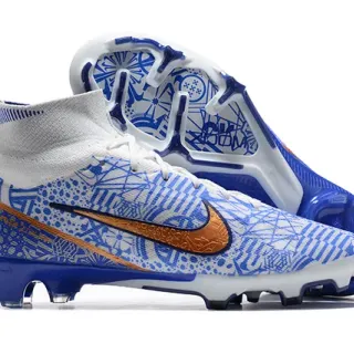 Nike Mercurial Vapor Chaussures de football pour terrain ferme avec impression géométrique bleue