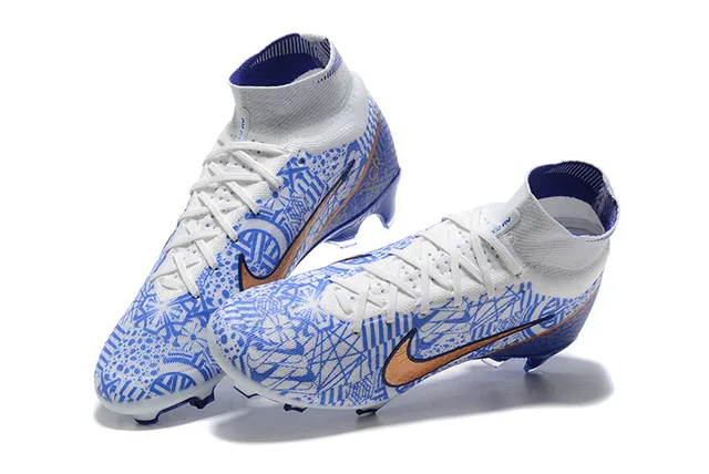 Nike Mercurial Vapor Sapatos de futebol para solo firme com impressão geométrica azul 2
