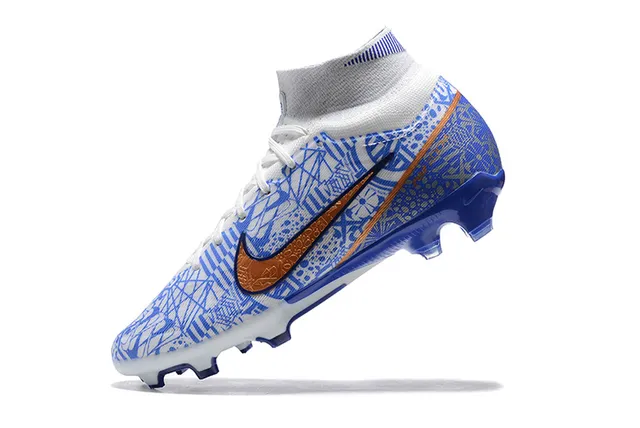 Nike Mercurial Vapor Sapatos de futebol para solo firme com impressão geométrica azul 4