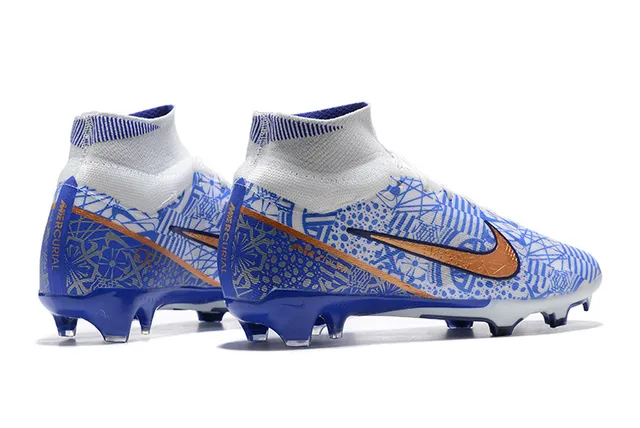 Nike Mercurial Vapor Sapatos de futebol para solo firme com impressão geométrica azul 5