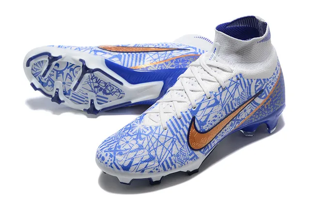 Nike Mercurial Vapor Sapatos de futebol para solo firme com impressão geométrica azul 7