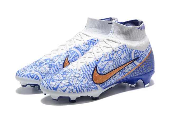 Nike Mercurial Vapor Sapatos de futebol para solo firme com impressão geométrica azul 8