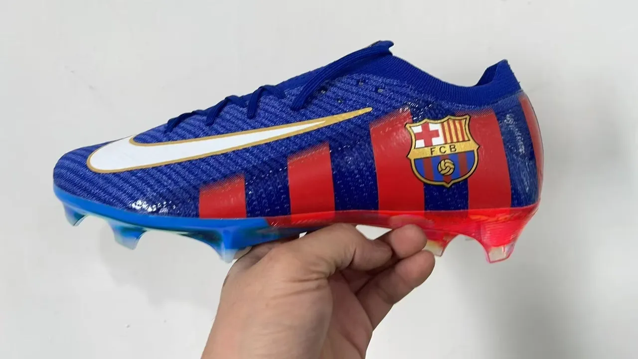Nike Mercurial Vapor FC Barcelona Bleu Rouge Iridescent Sol Ferme Chaussures de Football 8