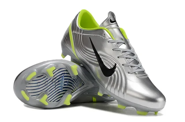 Nike Mercurial Vapor Argent métallique et lime néon Chaussures de football pour terrain ferme 2