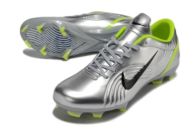 Nike Mercurial Vapor Argent métallique et lime néon Chaussures de football pour terrain ferme 3