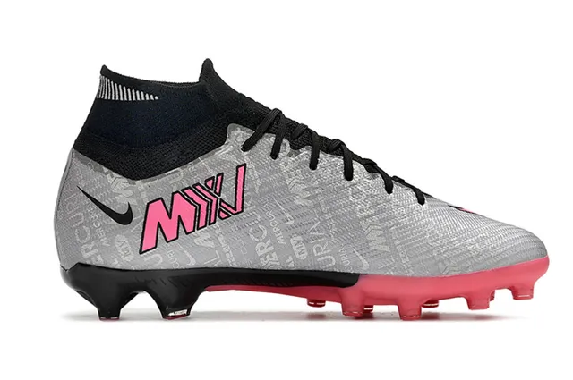 Nike Mercurial Vapor Prata Rosa Alto Corte Colar de Meia Solo Firme Sapatos de Futebol 7