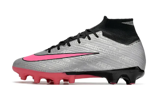Nike Mercurial Vapor Prata Rosa Alto Corte Colar de Meia Solo Firme Sapatos de Futebol 8