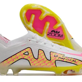 Nike Mercurial Vapor White Pink Low-Cut Knit Upper Dynamic Fit Collar Firm-Ground Soccer Shoes