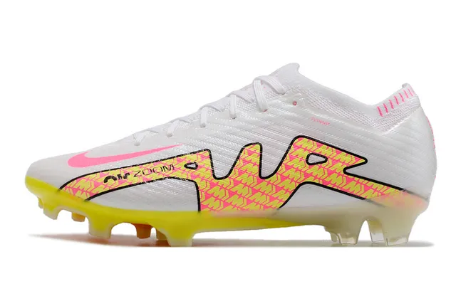 Nike Mercurial Vapor White Pink Low-Cut Knit Upper Dynamic Fit Collar Firm-Ground Soccer Shoes 5