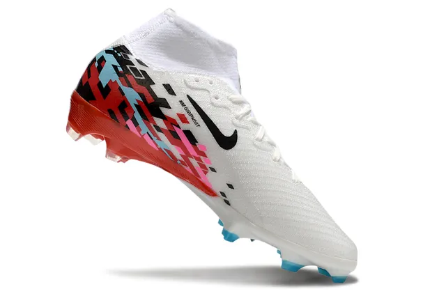 Nike Mercurial Vapor Blanc Rouge Col de Chaussette Impression Graphique Style Pixel Art Chaussures de Football pour Terrain Ferme 5