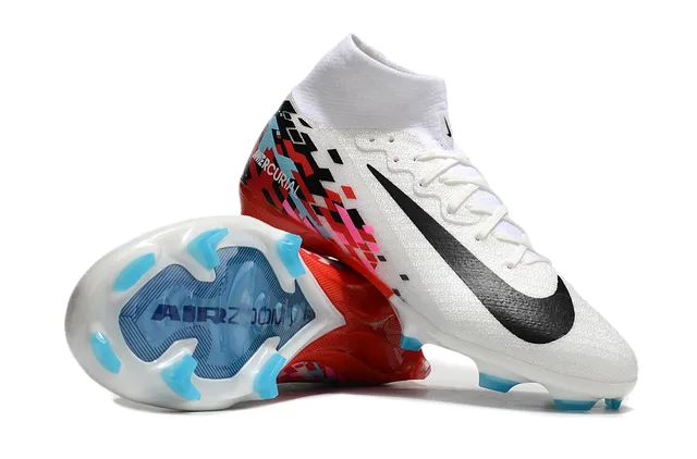Nike Mercurial Vapor Blanc Rouge Col de Chaussette Impression Graphique Style Pixel Art Chaussures de Football pour Terrain Ferme 7