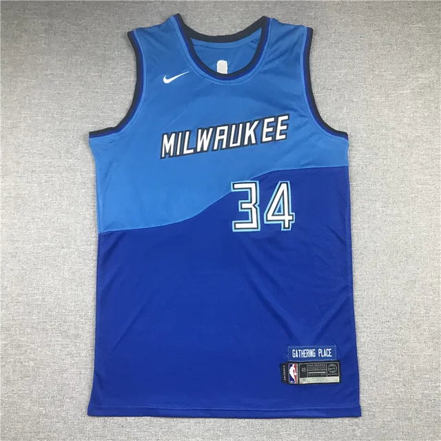 Nike Milwaukee Bucks City Edition Two-Tone Blue Jersey 3