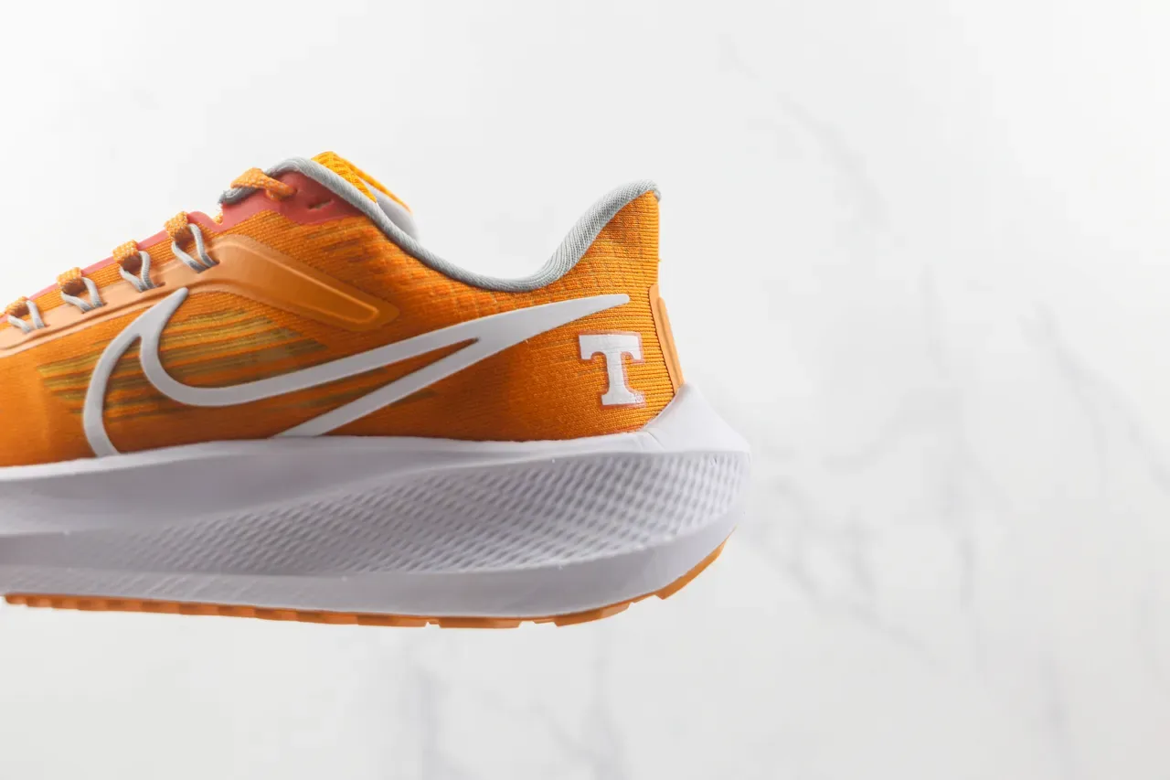Nike Orange White Engineered Knit Upper Swoosh Overlay Running Shoes 7