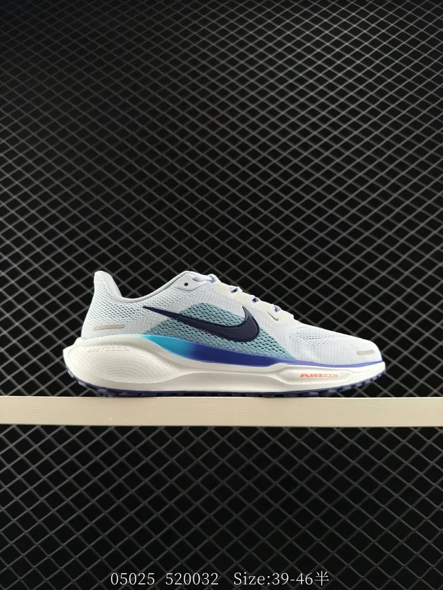 Nike Pegasus 41 White Navy Engineered Mesh Upper Gradient Overlay Running Shoes 6