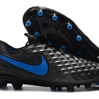 Nike Phantom GT Black Blue Diamond-Textured Synthetic Upper Swoosh Accent Firm-Ground Soccer Shoes