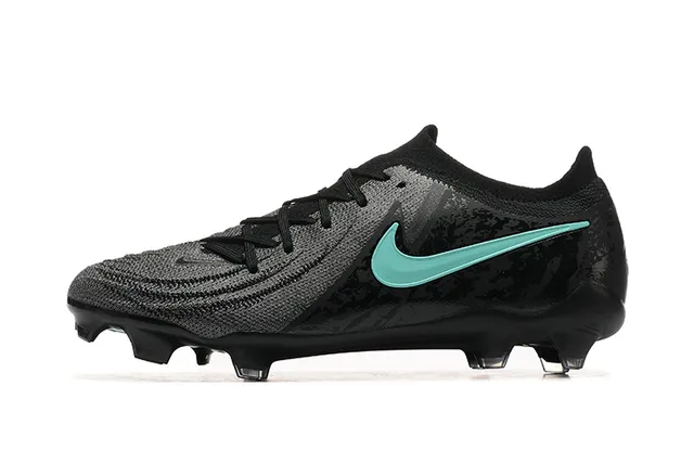 Nike Phantom GT Negro Azul Bajo Corte Confección de punto Sistema de cordones asimétrico Césped firme Zapatos de fútbol 10