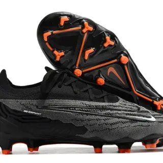 Nike Phantom GT Black Orange Low-Cut Knit Upper Asymmetric Lacing System Firm-Ground Soccer Shoes