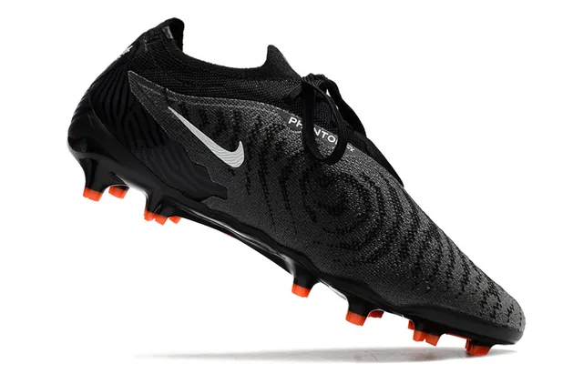 Nike Phantom GT Negro Naranja Bajo Parte superior de punto Sistema de cordones asimétrico Césped firme Zapatos de fútbol 6