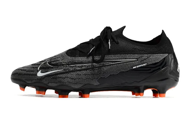 Nike Phantom GT Negro Naranja Bajo Parte superior de punto Sistema de cordones asimétrico Césped firme Zapatos de fútbol 8