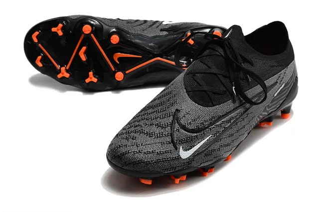 Nike Phantom GT Negro Naranja Bajo Parte superior de punto Sistema de cordones asimétrico Césped firme Zapatos de fútbol 9