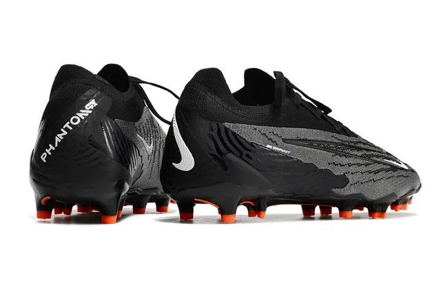 Nike Phantom GT Negro Naranja Bajo Parte superior de punto Sistema de cordones asimétrico Césped firme Zapatos de fútbol 10