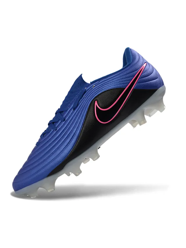 Nike Phantom GT Azul Preto Superior Sintético Acanalado Cordões Assimétricos Sapatos de Futebol para Campo Firme 3