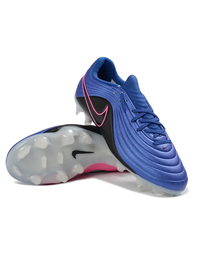 Nike Phantom GT Azul Preto Superior Sintético Acanalado Cordões Assimétricos Sapatos de Futebol para Campo Firme 4