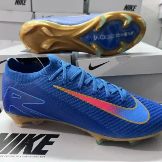Nike Phantom GT partie supérieure en maille bleu doré Gradient Swoosh chaussures de football pour terrain ferme