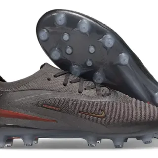 Nike Phantom GT Cinza Vermelho Upper Tricô Silhouette Low-Cut Firm-Ground Chuteiras de Futebol