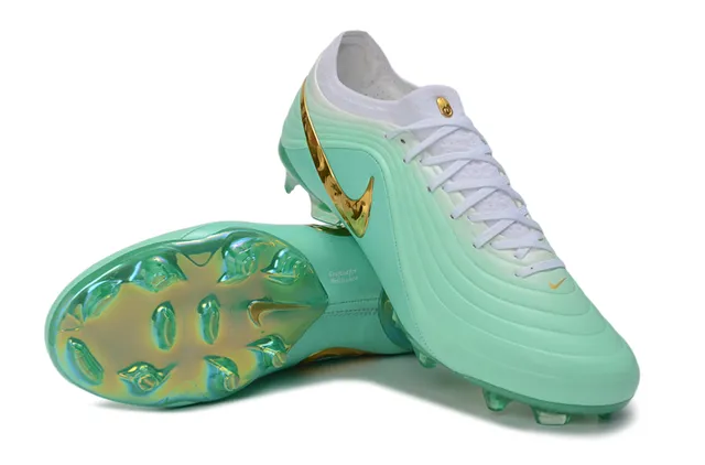 Nike Phantom GT हल्का हरा धातु सोना दृढ़ मैदान फुटबॉल जूते 4
