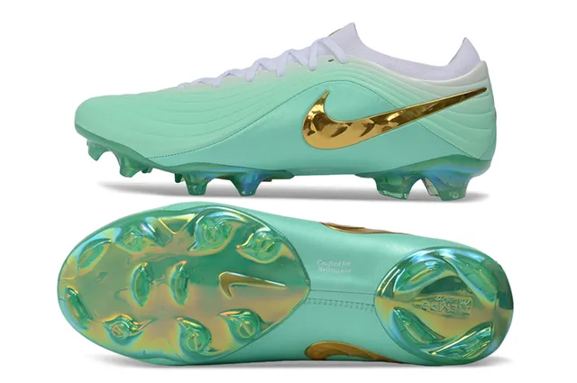 Nike Phantom GT हल्का हरा धातु सोना दृढ़ मैदान फुटबॉल जूते 6
