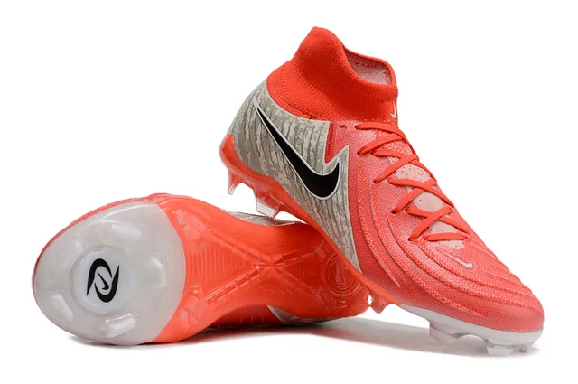 Nike Phantom GT برتقالي رمادي كولار عالي مقطوع للجوارب أرض صلبة أحذية كرة القدم 4