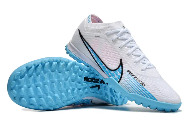 Nike Phantom GT branco e azul Flyknit superior leve Outsole Turf Soccer Shoes 4