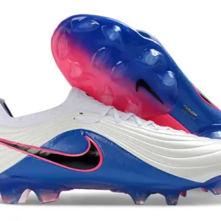 Nike Phantom GT Blanc Bleu Texturé Synthétique Supérieur Col Bas Sol Firme Chaussures de Football