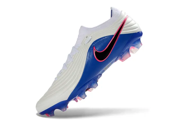 Nike Phantom GT Blanco Azul Acanalado Sintético Superior Cuello Bajo Tierra Firme Zapatos de Fútbol 3