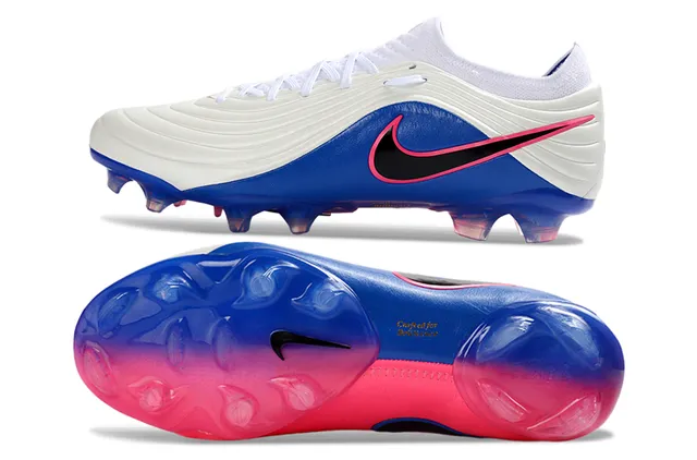 Nike Phantom GT Blanco Azul Acanalado Sintético Superior Cuello Bajo Tierra Firme Zapatos de Fútbol 6
