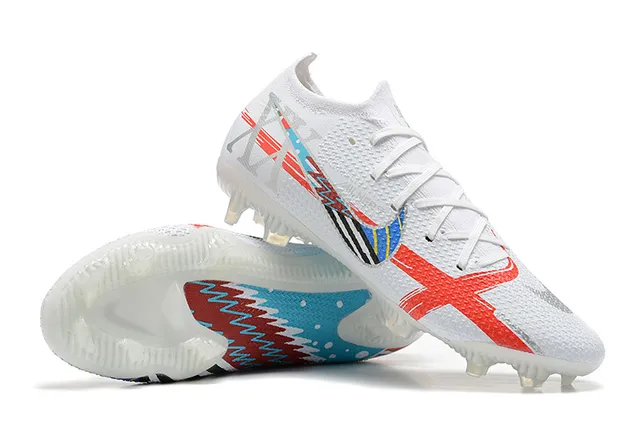 Nike Phantom GT Sapatos de futebol com upper de knit branco multicolor, ajuste dinâmico, colar e superfície firm-ground 8