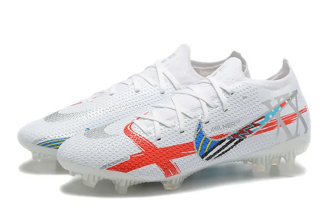 Nike Phantom GT Sapatos de futebol com upper de knit branco multicolor, ajuste dinâmico, colar e superfície firm-ground 10