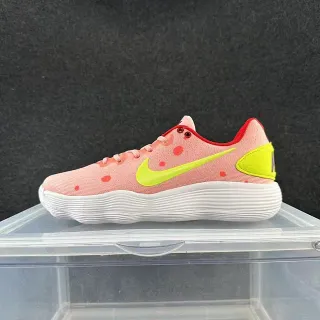 Nike গোলাপী এবং নিওন হলুদ পলকা ডট টেক্সচার্ড নিট বাস্কেটবল জুতো