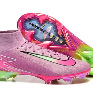 Nike Rose Vert Haut-Cut Tricot Supérieur Gradient Terrain Ferme Chaussures Football