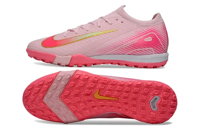 Nike Tênis de Futebol Pink/Red Knit Upper Sola Turf 5