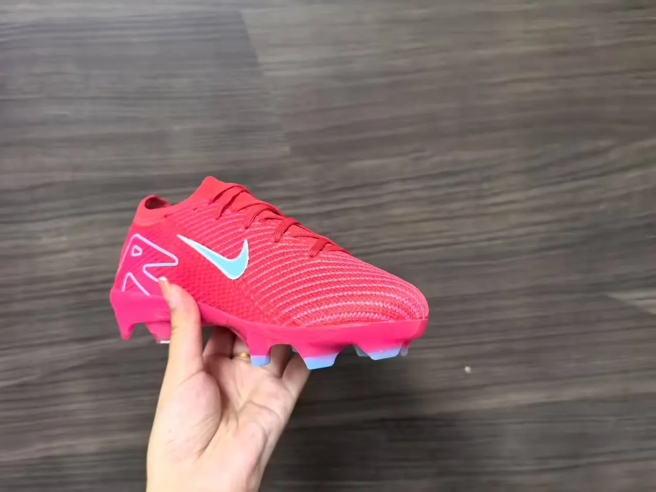 Nike Upper de maille rouge bleu Air Zoom unité talon Firm-Ground chaussures de football 2