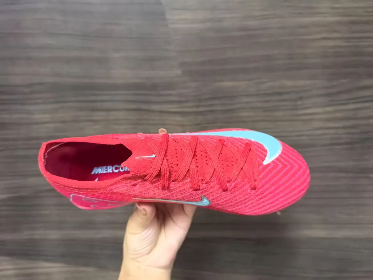 Nike Upper de maille rouge bleu Air Zoom unité talon Firm-Ground chaussures de football 3